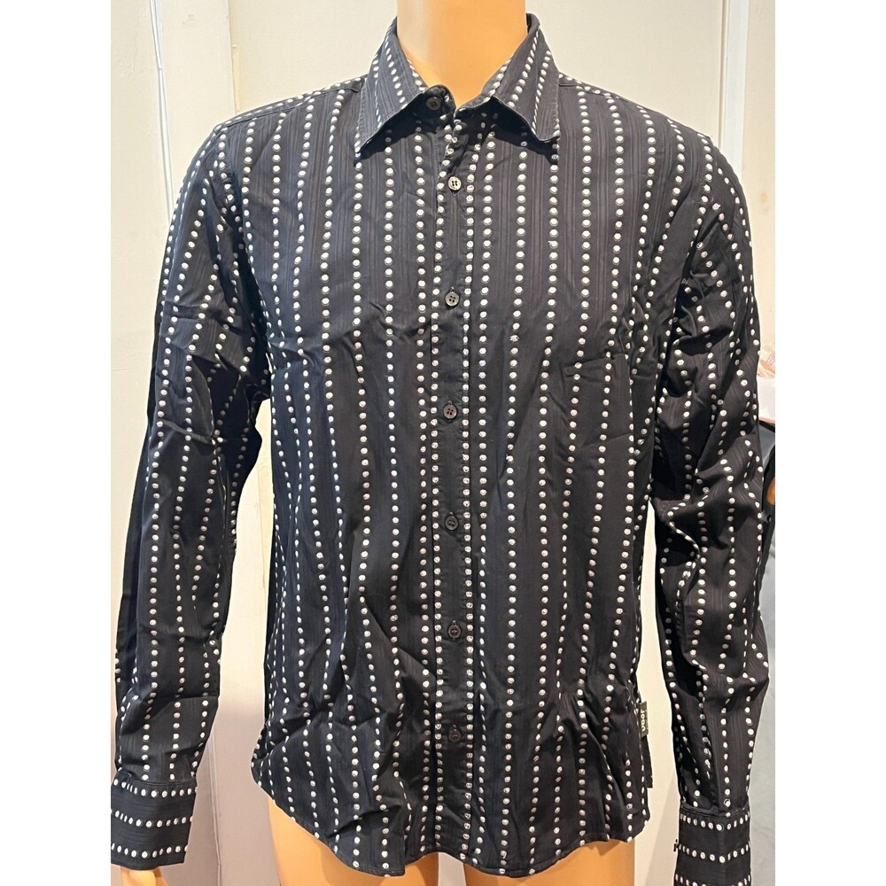 Ted Baker Black/White Dot Striped Shirt (Size 4- LARGE) (16.5,34-35) RARE